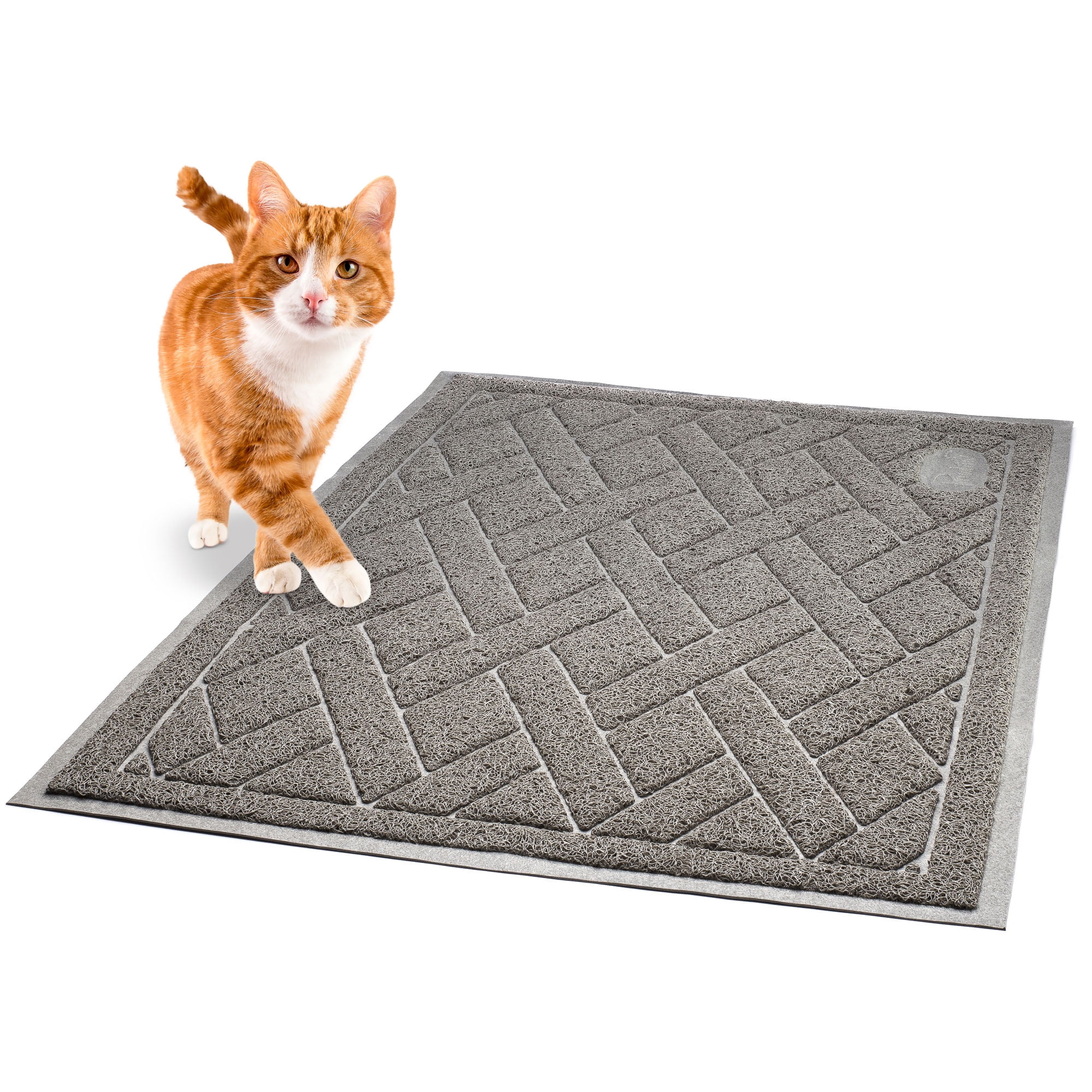 Pawkin, Cat Litter Mat With Litter Lock Mesh Design, Extra Large, Gray 