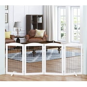 Pawland Extra Wide and Tall Dog gate for Dogs, 80-inch Wide,30 inches Tall, 4 Panels, White (4 Pannels)