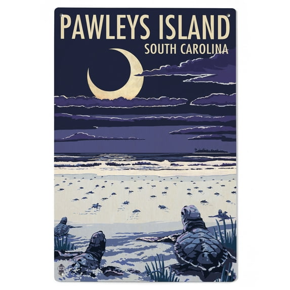 Pawleys Island, South Carolina, Baby Sea Turtles Birch Wood Wall Sign (6x9 Rustic Home Decor, Ready to Hang Art)