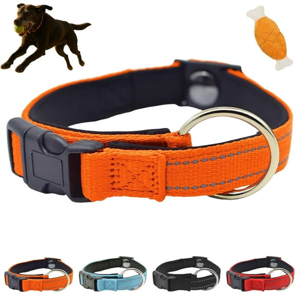Pawliberation Magnetic Dog Collar with Quick-Release Buckle, Reflective & Breathable Adjustable Collar, Lightweight Waterproof Design for Senior Dogs (Orange, for 11lbs-44lbs)