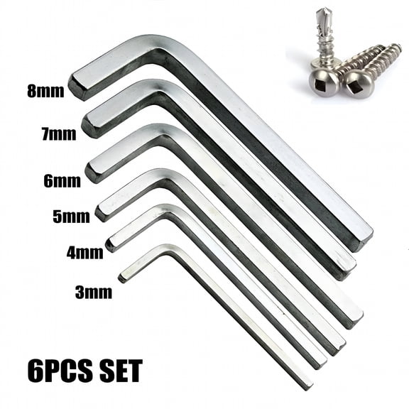 Pawlora 2026 New 6Pcs L Shape Square Head Wrench Square Key 4 Point Wrench Screwdriver Set for Diy,Home,Workshop,Repair,3-8Mm