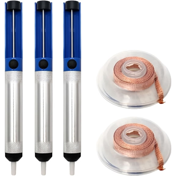 Pawlora 2026 New Desoldering Solder Wick,3 Desoldering and 2 Desoldering Braid with 2.5Mm Width and 1.5M Long,Blue,Repair Soldering Iron Companion Soldering Tools for Electronics,Diy,Repair,Hobby