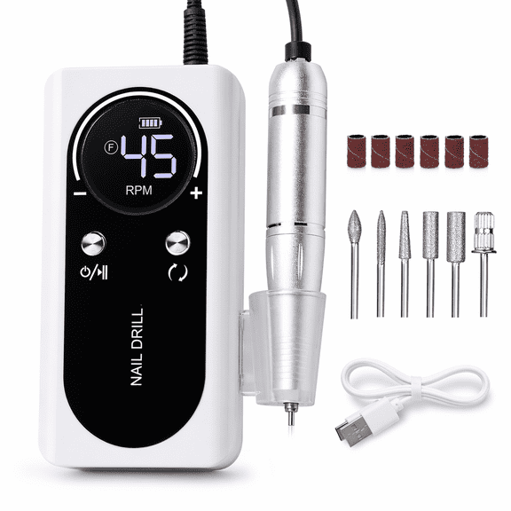 Pawlora 2026 New Toe Nail Grinder for Toenails Nail Buffer 100/180 Electric Nail File for Toenails Portable Nail Drill 45000 Rechargeable Electric Nail File Machine E File for Gel Removing Cordless