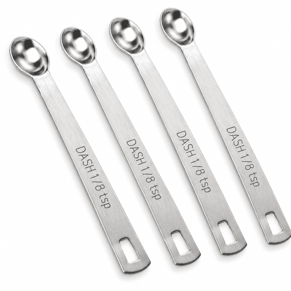 Pawlora 4 Pcs 1/8 Teaspoon (1/8 Tsp | 0.625 Ml | 0.625 Cc) Single Measuring Spoon,Stainless Steel 1/8 Tsp Small Measuring Spoon Mini Measuring Spoons 4 Pcs Mini Stainless Steel Measuring Spoons