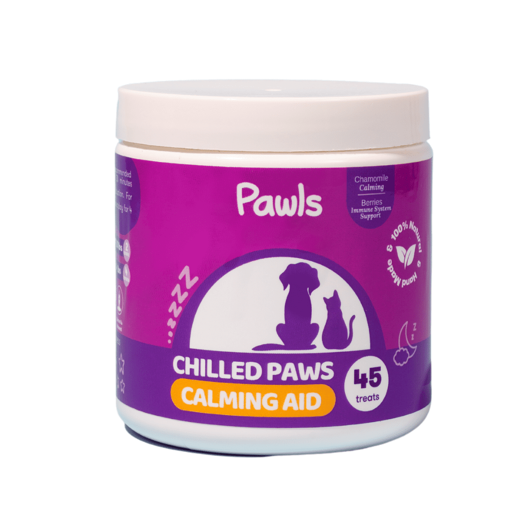 Pawls Chilled Paws Calming Aid with Chamomile & Berries for Dogs, 45 Treats, Plastic Tub