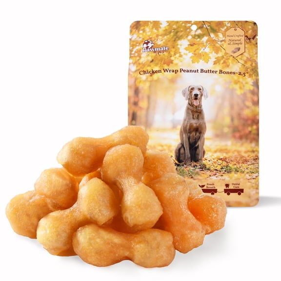 Pawmate Chicken ＆ 2.5" Peanut Butter Bones Dog Treats, Low Fat Natural Treats for All Dogs, 11oz