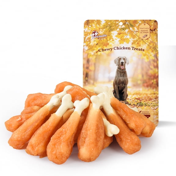 Pawmate Chicken & Calcium Bone, Rawhide Free Teeth Cleanning Treats for All Dogs, 18-19 pcs