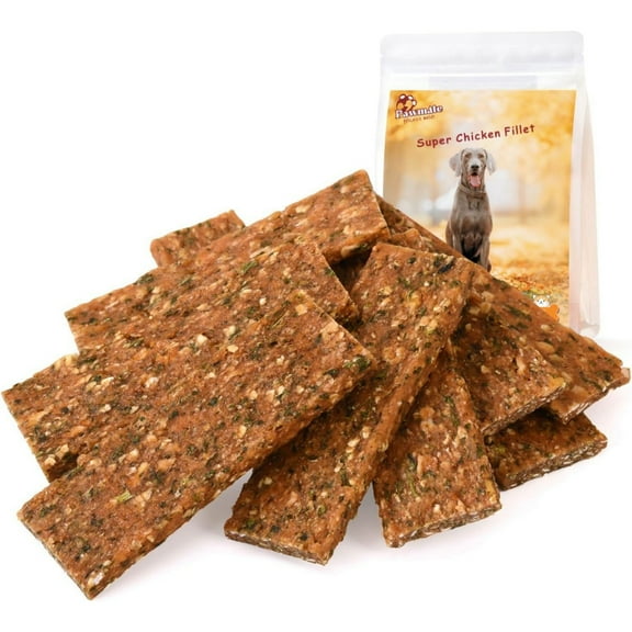Pawmate Chicken Jerky Apple Dog Treats, Jerky Treats with Oats Healthy Chewy Training Treats for All Dogs, 12 Count