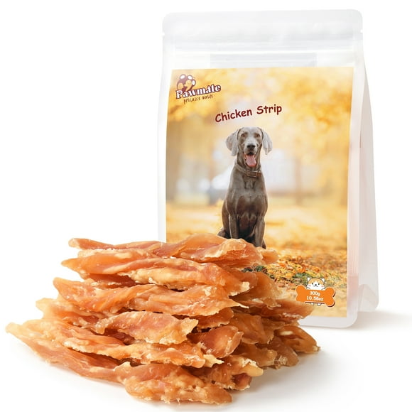 Pawmate Chicken Jerky Dog Treats, Premium Jerky Healthy Snacks for Small Medium Large Dogs, 27-30ct Bag