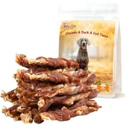 Pawmate Chicken Jerky & Duck & Cod Twist Dog Treats, Premium Pure Meat Snacks for All Dogs, 28-29 Count