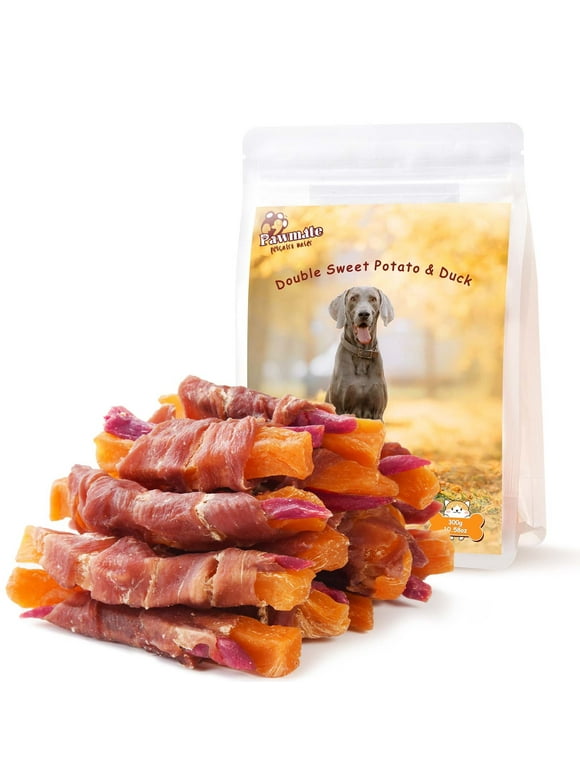 Pawmate Eliminate Tears Nutritious Dog Treats, Duck Meat Wrapped Orange & Purple Sweet Potato, 10.5 oz