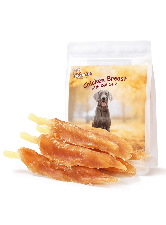 Pawmate Natura Healthy Dog Treats, Chicken Breast Wrapped Fish Sticks, Chews for All Dogs, 10.5 oz