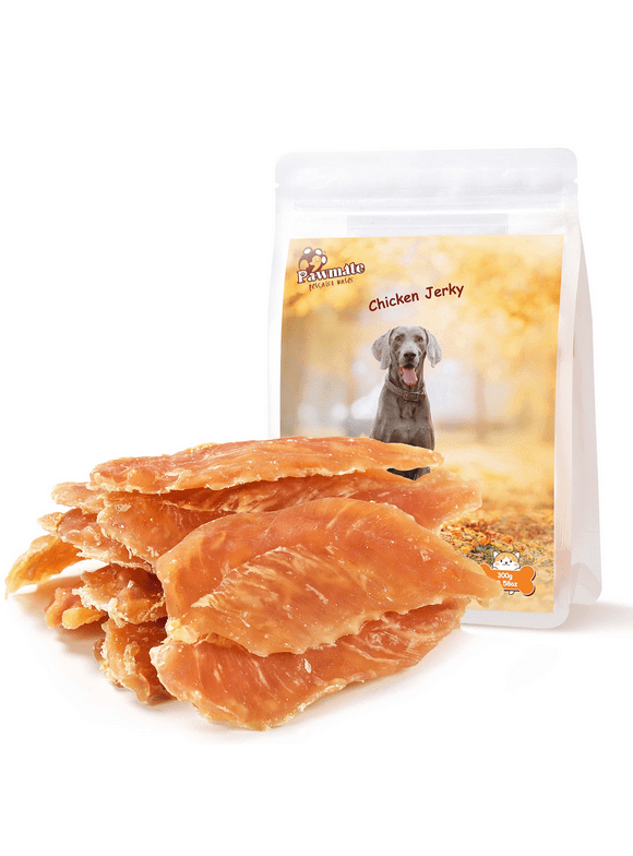 Pawmate Natural High Protein Low Fat Calming Dog Treats, Chicken Breast Jerky, for All Dogs, 10.5 oz