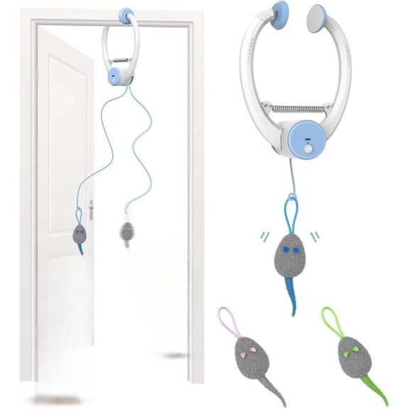 Pawmatic Automatic Cat Toy Hunting Game Jumping Mouse Interactive Door Clip Hanging Motion Toy for Indoor Cats Exercise Activity Device
