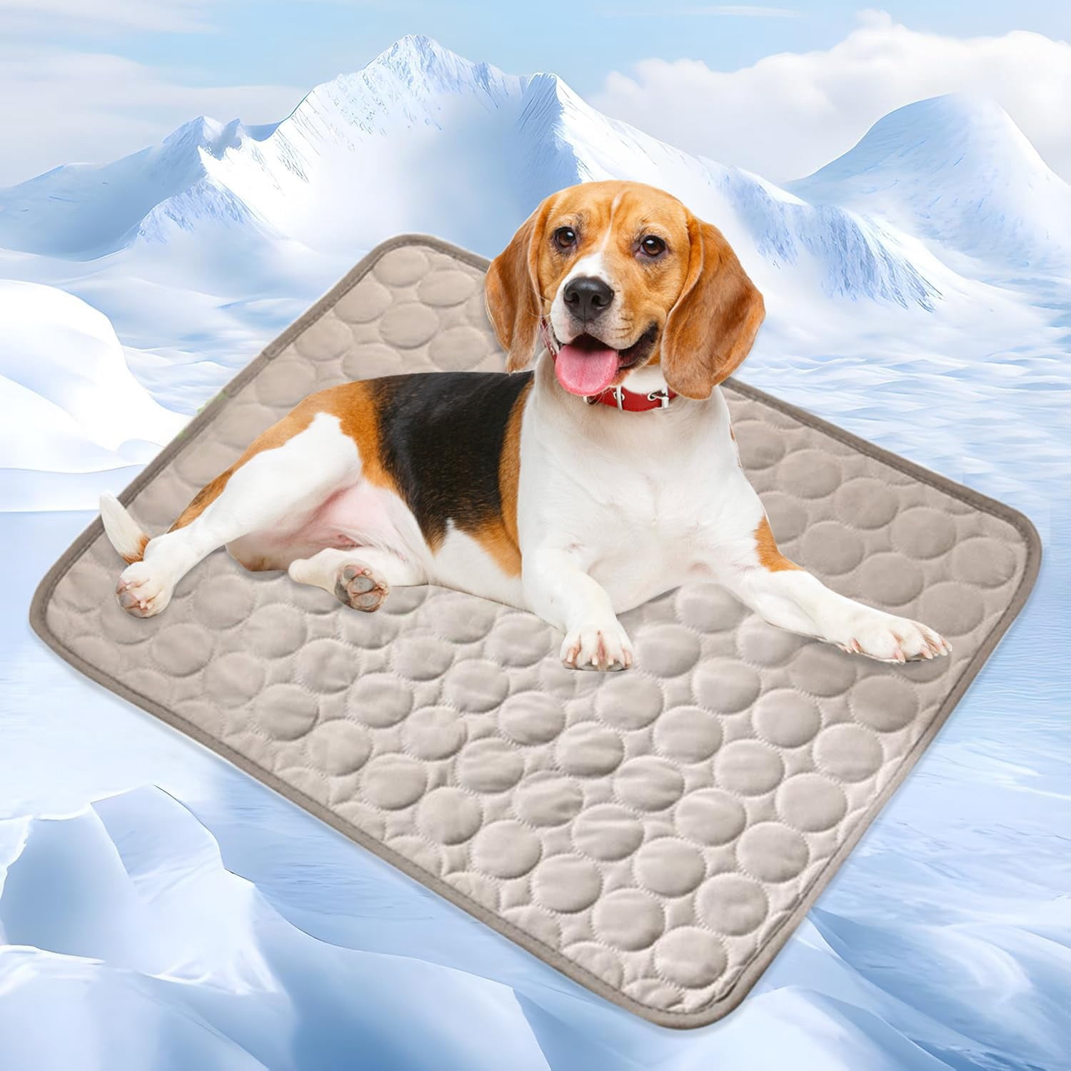 Pawolaf Dog Cooling Mat,Washable Portable Coolings Pad for Pet Dogs & Cats Sleeping Mat for Indoor & Outdoor Use, Keep Cooling for Pets(Gray,24.4" L x 19.7" W) C97