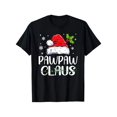 thumbnail image 1 of Pawpaw Claus Christmas TShirt with Santa Hat Holly and Snowflakes Design Black Adult Tee Unisex Tee, 1 of 6