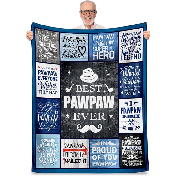 Pawpaw Fathers Day Blanket Gifts, Best Pawpaw Ever Gifts, Birthday Gifts for Pawpaw, Papaw Gifts from Grandkids, Paw Paw Gifts for Grandpa, Pawpaw Throw Blanket 60"x50"