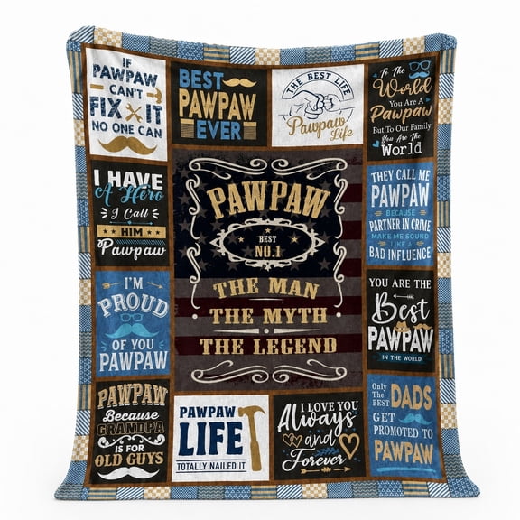 Pawpaw Fleece Throw Blanket, Soft 280 GSM Polyester, Sentimental Gift for Grandpa