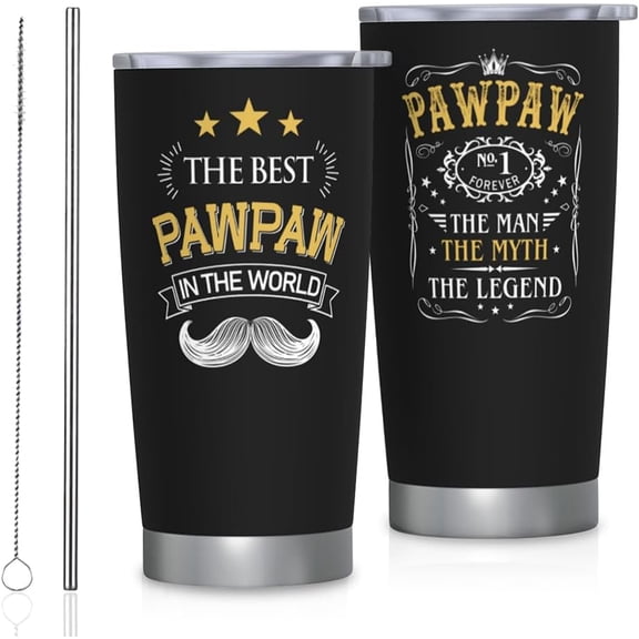Pawpaw Gifts for Men, Pawpaw Gifts Tumbler 20oz, Paw Paw Fathers Day/Birthday Gift Stainless Steel Insulated Coffee Travel Mug, Paw Paw Gift for Grandpa from Grandson Granddaughter Coffee Cup