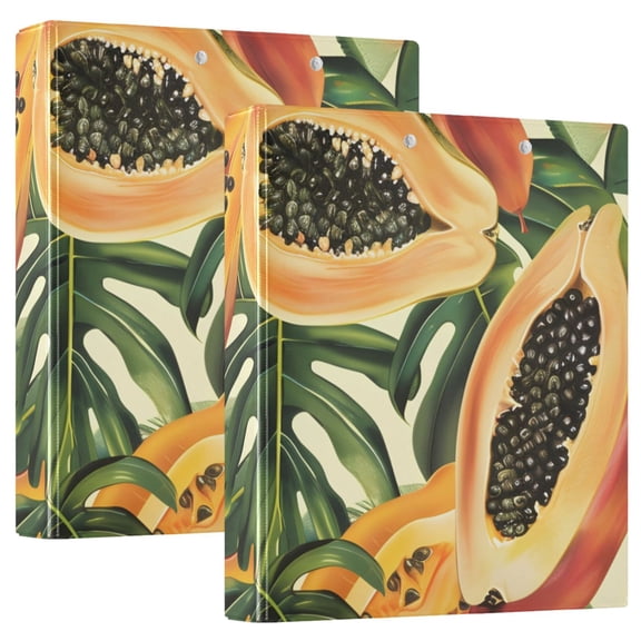 Pawpaw Leaves 3 Ring Binders 1.5 inch Hardcover File Folders with Interior Pockets A4 Size Organizer for School Office Hospital