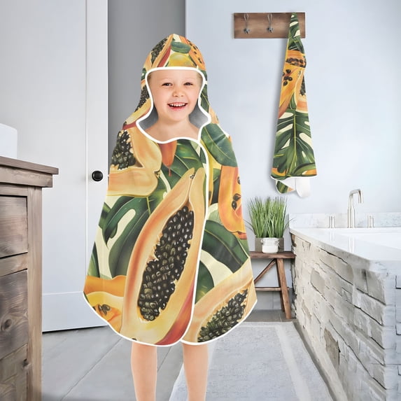 Pawpaw Leaves Toddler Bath Towel Baby Kid Bath Towels Beach Towel Super Soft and Absorbent for Girl Boy