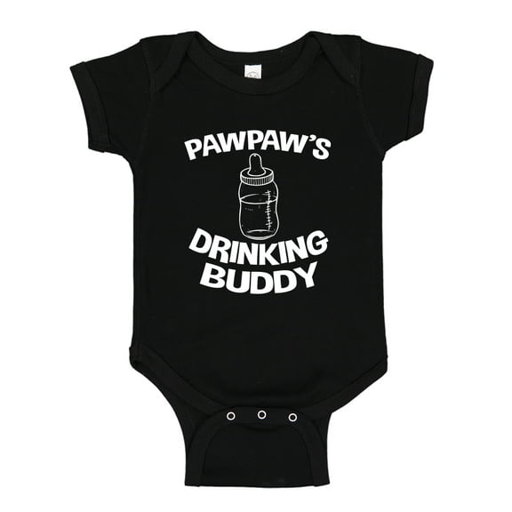 Pawpaw's Drinking Buddy Baby Bodysuit One Piece NB Black