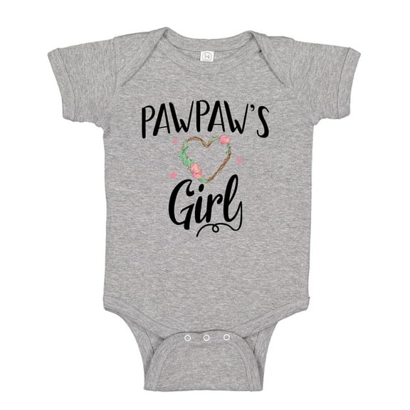 Pawpaw's Girl Baby Bodysuit One Piece NB Athletic Heather