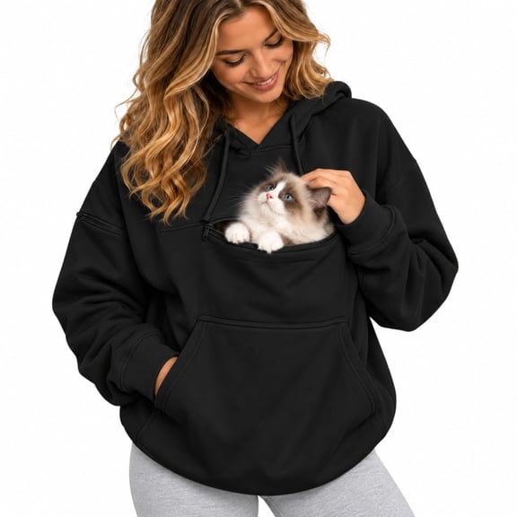 Pawpouch Pet Hoodie, Dog Carrier Hoodie For Small Dogs And Cat, Unisex Polyester Cotton Blend Sweatshirt With Zipper Chest Pocket