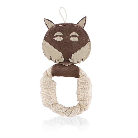 Pawpourri Dark Brown Wolf Suede and Rope Toy for Dogs and Cats