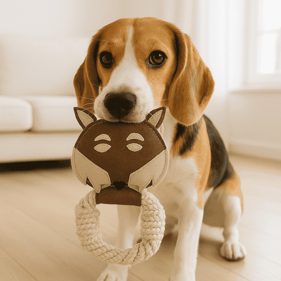 Pawpourri Dark Brown Wolf Suede and Rope Toy for Dogs and Cats