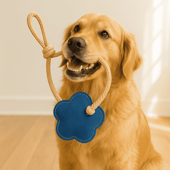 Pawpourri Flower Suede and Rope Chew Toy for Dogs, Blue Floral, 1-Piece