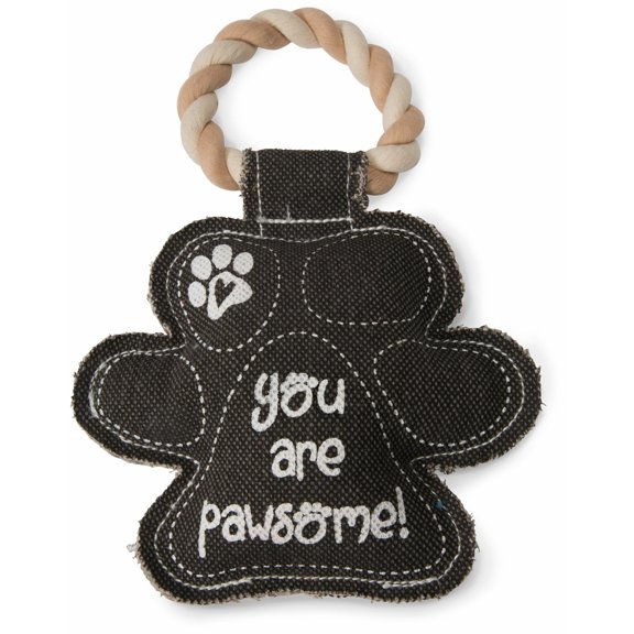 Pavilion Gift Company - Pawprint - 9.5" Canvas Dog Toy on Rope