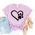 thumbnail image 1 of Pawprint Heart T-shirt Animal Lover Shirt Pet Owner Shirts Rescuer Gift Puppy Tshirt Fur Mama Tee Women's Cat Lady Top, 1 of 3
