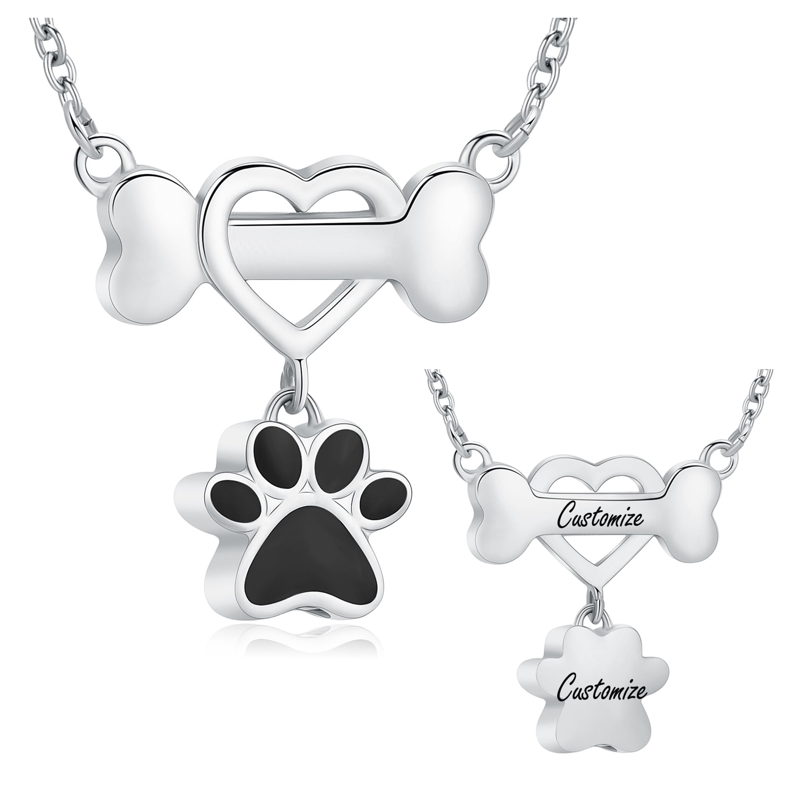Pawprint Urn Cremation Jewelry for Ashes Paw Print Pet Heart Urn ...