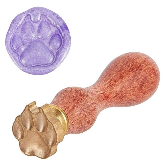 Pawprint Wax Seal Stamp Paw Print Vintage Sealing Wax Stamps Retro 3D Removable Brass Stamp Head with Wood Handle for Wedding Invitations Christmas Thanksgiving Gift Packing DIY