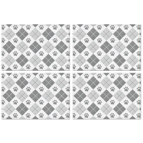 Pawprints Argyle Summer Placemats Table Placemats Set Of 4-Linen Kitchen Washable Placemats Table Mats 12x18 Inch Non-Slip Heat Resistant