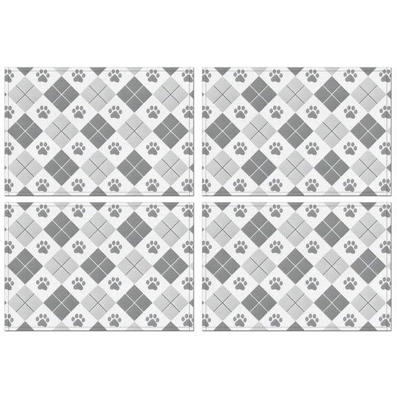 Pawprints Argyle Summer Placemats Table Placemats Set Of 4-Linen Kitchen Washable Placemats Table Mats 12x18 Inch Non-Slip Heat Resistant