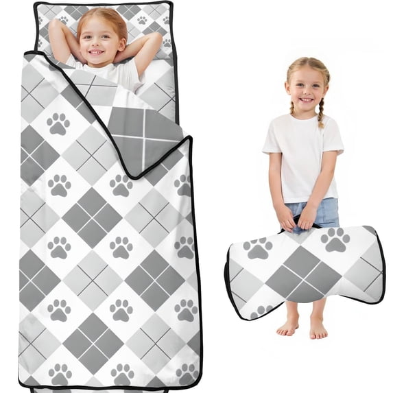 Pawprints Argyle Toddler Nap Mats for Kids Preschool,Sleeping Mat Bag or Kids,Toddler Sleeping Bag,Toddler Nap Mat or Daycare