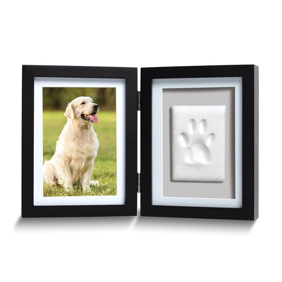 Pawprints Hinged Black Wood 4x6 Photo Frame with Clay, Tools, and Instructions