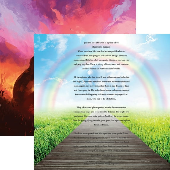 Pawprints On My Heart Double - Sided Cardstock 12" x 12" - Rainbow Bridge