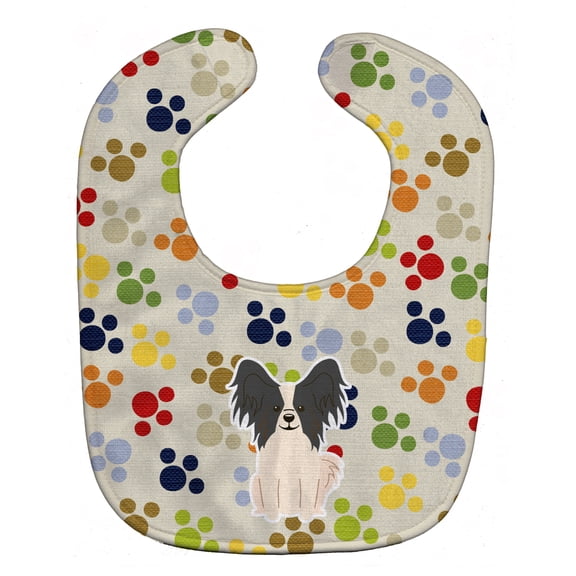 Pawprints Papillon Black White Baby Bib