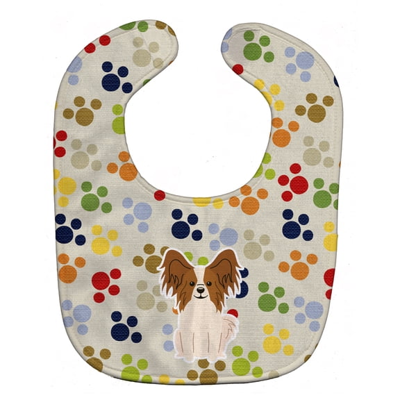 Pawprints Papillon Red White Baby Bib