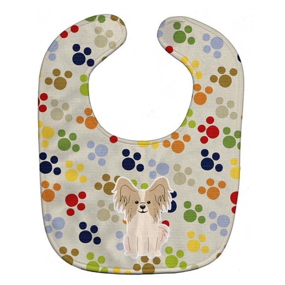 Pawprints Papillon Sable White Baby Bib