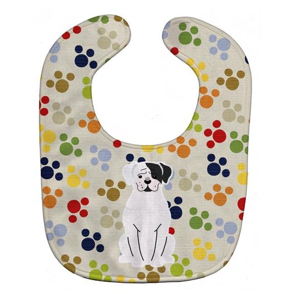Pawprints White Boxer Cooper Baby Bib
