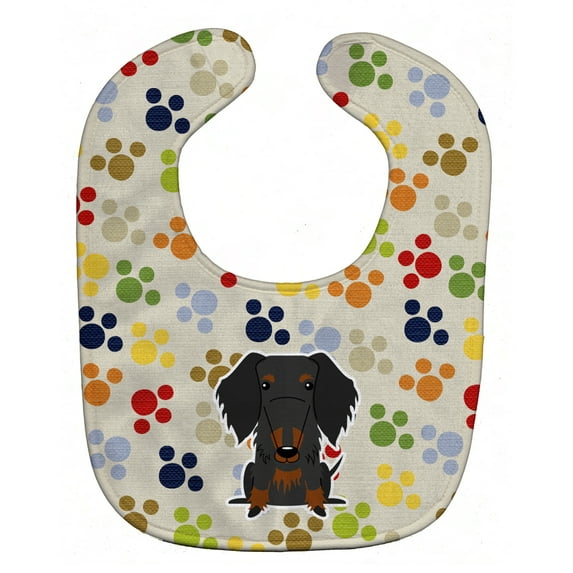 Pawprints Wire Haired Dachshund Black Tan Baby Bib