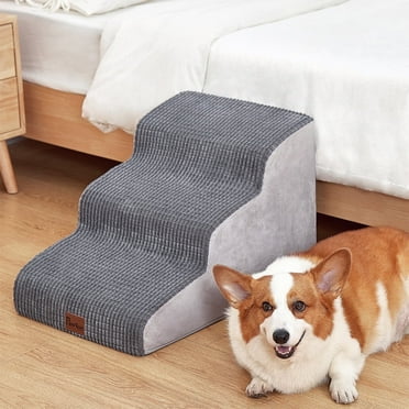 Pawque 3 Steps Dog Stairs and Ramp for High Bed Or Couch, Non-Slip Balanced Pet Steps for Medium & Short Legged Older Dog