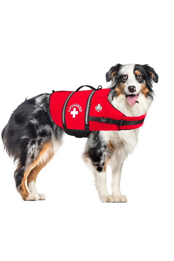 Dog Life Jacket - Keep Your Canine Safe with a Neoprene Life Vest - Designer Life Jackets - Perfect for Swimming and Boating - Red, Medium