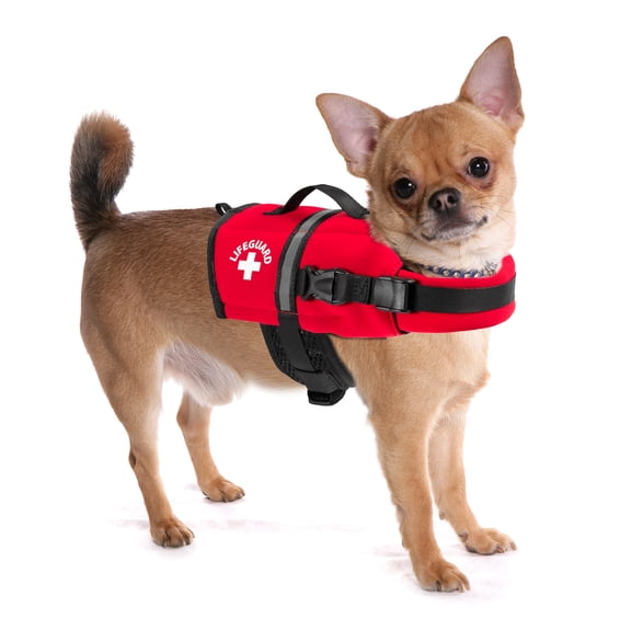 Paws Aboard Dog Life Jacket - Keep Your Canine Safe with a Neoprene Life Vest - Designer Life Jackets - Perfect for Swimming and Boating - Red, XX-Small