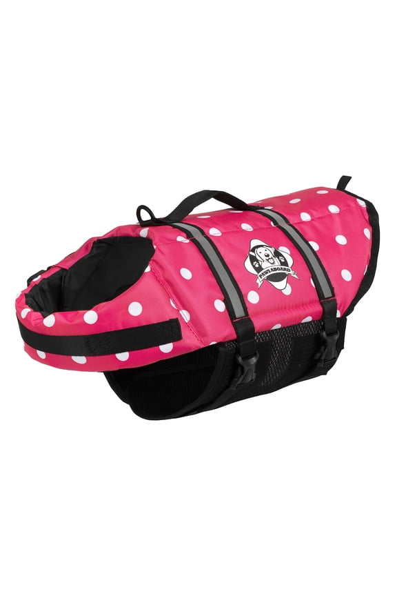 Dog Life Jacket - Keep Your Canine Safe with a Nylon Life Vest for All Sizes - From XX-Small to X-Large Designer Life Jackets - Perfect for Swimming and Boating - Pink Polka Dot, X-Small