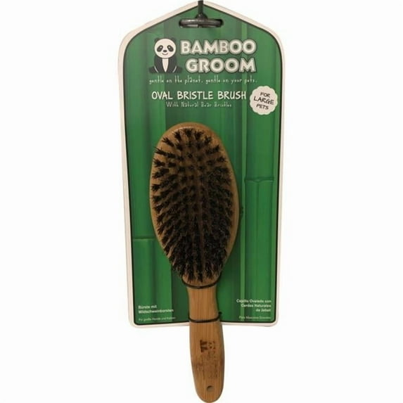 Paws & Alcott BG BB LG Large Bamboo Oval Bristl Brush with Natural Boar Bristle - Tan & Black, Pack of 12